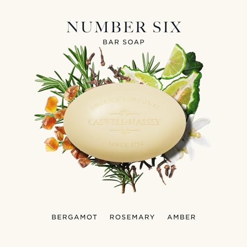 Image of Caswell-Massey Men's Bar Soap Gift Set - Number Six Scent - Triple-Milled Moisturizing Body Soap Bars for All Skin Types, Plant-Based Formula with Essential Oils, Made in USA, 3 x 5.8 oz