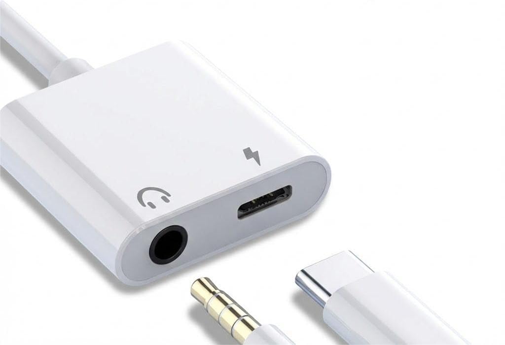 Adaptador de Áudio USB Tipo C para P2 3.5mm e Tipo C Dual com Carregamento Turbo 60W,
