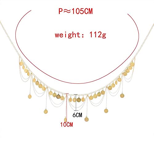 Gold Silver Coin Pendant Waist Chain Tassel Layered Chain Belt Waist Jewelry for Women3