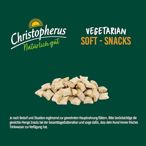 Christopherus Vegetarischer Soft Snack für ausgewachsene Hunde, Leckerli für Hunde, Tapioka + Kürbis, 125 g