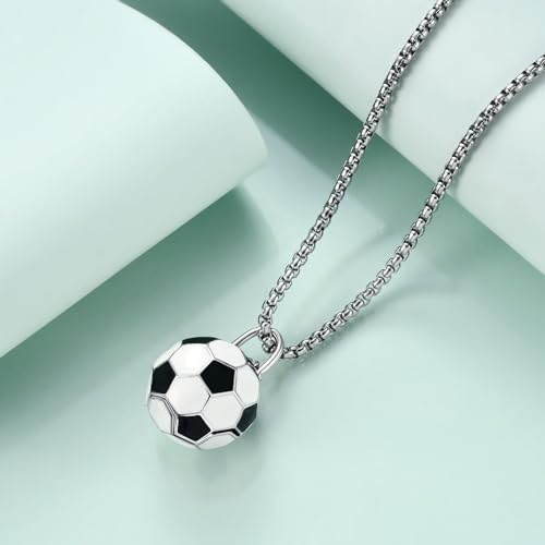 Rnivida Soccer Jewelry Gifts Engraved Christian Bible Verse,Soccer Pendant Necklace to Hold photos Inside for Men and Women2