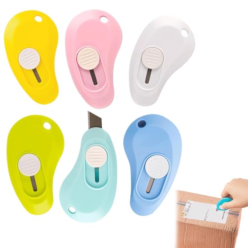 Paquete De 6 Cutter Pequeño, Mini Cutter, Mini Cúter, Cúter Portátil, Pequeño, Universal, Cuchillo De Papelería Para Sobre, Paquete, Corte De Papel, Cartón, Caja O Embalaje