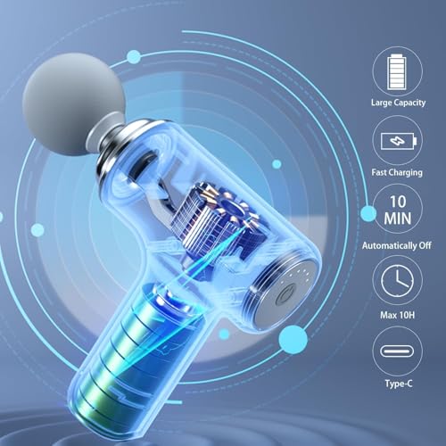 Image of Massager Machine for Pain Relief Mini Gun - Body, Neck, Shoulders, Back, Arms & Feet Massager- 6 Speed Settings -7 Type-C Charging for Muscle Pain Relief Recovery GT31
