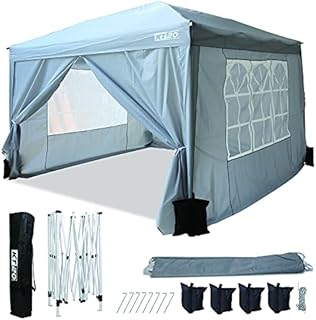 KT20 3M x 3M Pop-up Gazebo Tent Instant Canopy with Travel Bag, Canopy, 4x Sandbags 4x Guy Ropes & x8 Ground Stakes, Grey