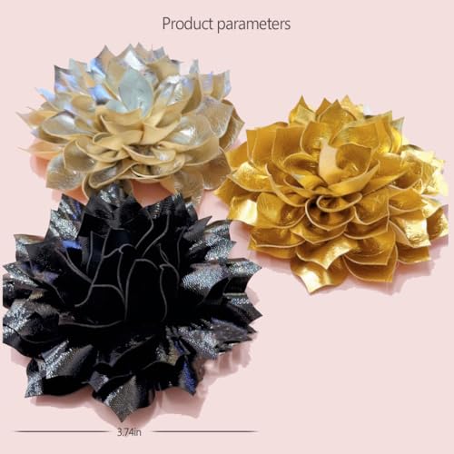 Image of Elegant Leather Peony Flower Brooch Pin for Women Men Handmade Dainty Imitation Leather Rose Floral Brooches Lapel Pins Glossy Wedding Holiday Christmas Dress Accessories Jewelry Gift
