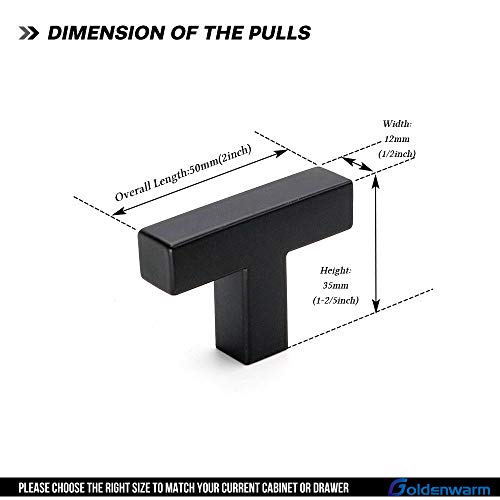 Goldenwarm 5 Pack Black Square T Bar Single Hole Knobs Cabinet Pull Drawer Handles Stainless Steel Modern Hardware For Kitchen And Bathroom Cabinets Cupboard Kitchen Cabinet Knobs #TOP1