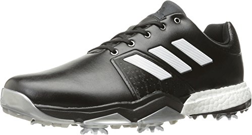 adidas Men's Adipower Boost 3 Golf Shoe, Black/White/Silver Metallic, 11.5 M US