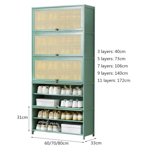 Organiseur sur pied multicouche vert pour rangement de chaussures - 3