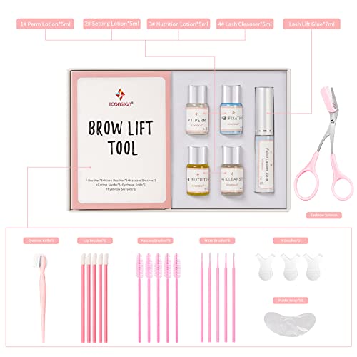 Iconsign Brow Lamination Kit, Professional Semi-Permanent Eyebrow Lift Kit, Fuller & Thicker Brows Long Lasting Up To 8 Weeks, Suitable For Salon & Home Use #TOP1