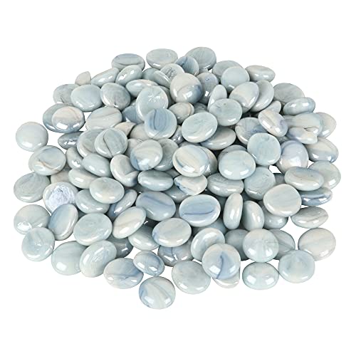 Image of Color Stone Decorative Shiny Glossy Flower Glass Pebbles for Vase Fillers Plant Pots Home Table Garden & Outdoor Decoration (Ice White 2Kg)