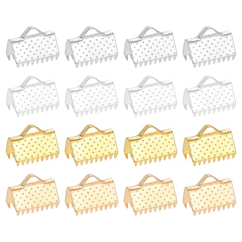 uxcell 100Pcs 10mm Ribbon Crimp Clamp Ends, Bookmark Pinch Crimp Ends, Fasteners Clasp Crimp Ends for Bracelet Necklace Jewelry Making, 4 Colors