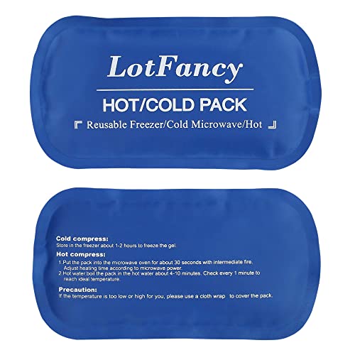 LotFancy 2pc Gel Ice Packs, Reusable Hot Cold Pack for Therapy, Heating Cooling Gel Pad, Pain Relief for Face, Head, TMJ, Wisdom Teeth, Oral Facial Surgery, Sport Injuries, Migraine, Muscle Joint