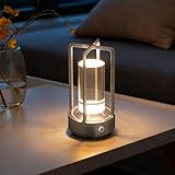UMLAEN Rechargeable Table Lamp Cordless, Portable Metal Table Lamp 3 Color | Crystal | Stepless Dimming, for Bedroom, Cafe, Camping, Bar, Dining Table, Restaurant
