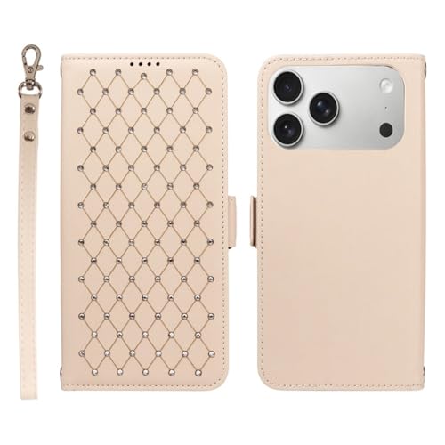 Étui antichoc iPhone 12 Pro beige évitez les chutes sangle cuir rabat rigide