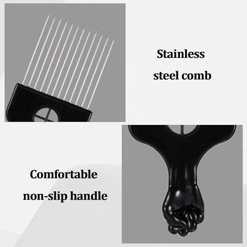 2 pzas Peine Metal para Cabello Rizado Afro miniatura 4