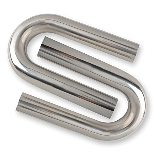 Image of 2.5 Inch 180 Degree DIY Custom Mandrel Exhaust Pipe Tube Pipe, T304 Stainless Steel, Universal Fit, 22.82 Inch End to End Length, 2.5'' OD Mandrel Bend Pipe 2PCS
