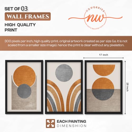 Image of NoWorries Retro Wall Art Decor Paintings | Set of 3 Minimalist Wall Art Frames for Home Decoration | Perfect for Living Room, Bedroom & Office (Art-8, 17x25inch)
