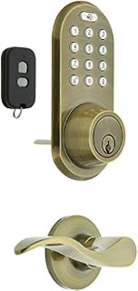 MiLocks XFL-02AQ Digital Deadbolt Door Lock and Passage Lever Handle Combo with Keyless