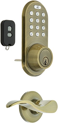 MiLocks XFL-02AQ Digital Deadbolt Door Lock and Passage Lever Handle Combo with Keyless