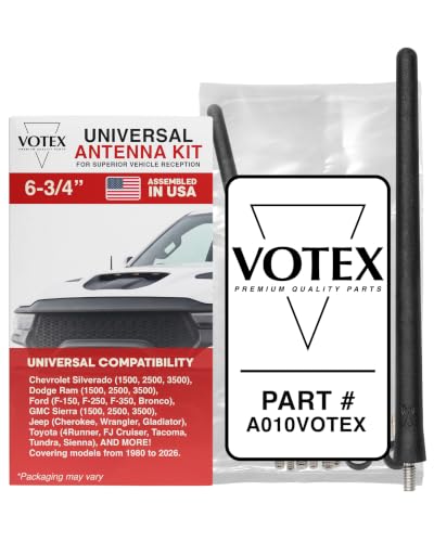 Votex Black Short Rubber 6 3/4 Inch Universal Antenna Kit - Car Wash Proof, Easy Setup, Enhanced...