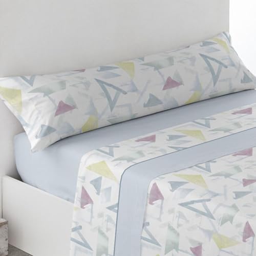 GREATOYAR Juego de Sábanas Pirinero, Juego de Sábanas Térmicas, Sábanas de Invierno, Tejido Pirineo, Set Sábanas de 3 Piezas, 1 Bajera + 1 Encimera + 1 Funda de Almohada, Cama 180cm, Arbeca Azul