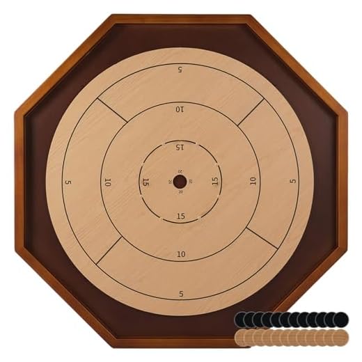 Wahartoly Crokinole Board Game - 27 inch Large Classic Board Game.Deluxe Tournament Crokinole Set with 24 Discs for Families and Friends (Light Walnut)