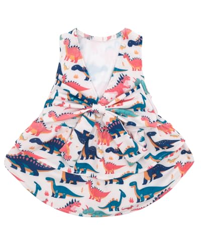 Image of CuteBone UPF50+ Dog Dresses for Small Dogs, Summer Sleeveless Deep V-Back Pet Dress with Big Bow, Breathable Swimwear Fabric, Cooling Stretchy Puppy Clothes for Outdoor Wedding Party Beach DV08XS