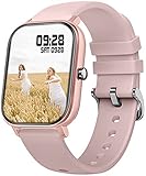 Smartwatch Fitness Armbanduhr mit personalisiertem Bildschirm Sportuhr Musik Kamera Puls Schrittzähler Fitnessuhr Herren Damen Smart Watch für Andriod iOS kompatibel Rosa