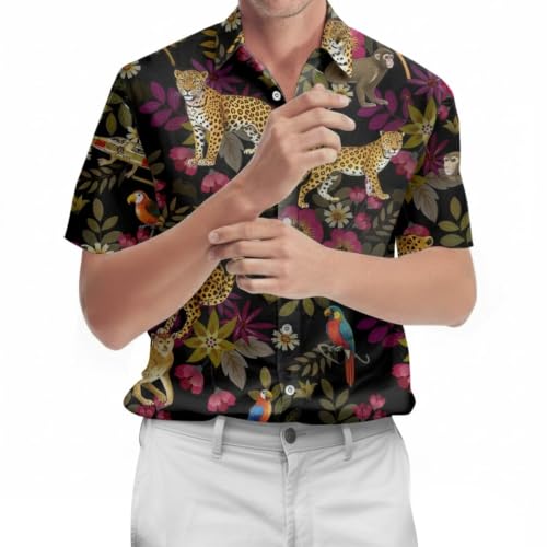 Image of 99TIMORO Funny Film Summer Button Down Shirt Men Short Sleeve Top