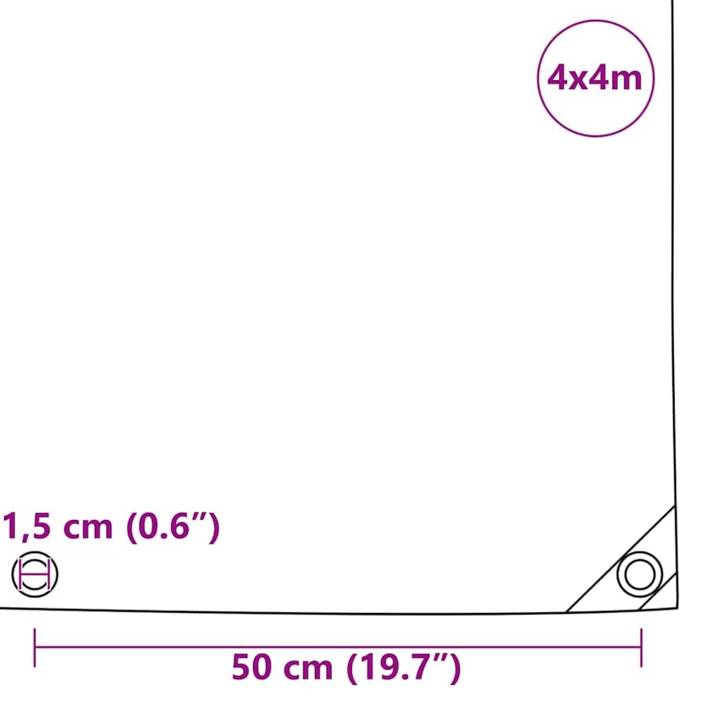 Telone di copertura, 650 g/m², marrone, 4 x 4 m, in tela con rivestimento in PVC, impermeabile, antistrappo, con occhielli, resistente alle intemperie e ai raggi UV, per giardino, campeggio