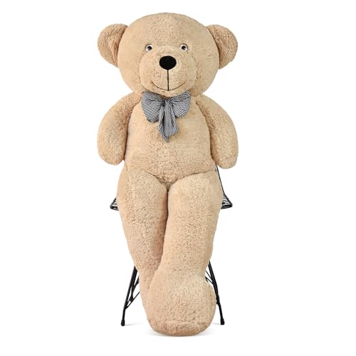Pababo Oso de peluche gigante XXL de 130 cm – Gran peluche suave con lazo – Imponente regalo para novia, niños y cumpleaños (taupe)
