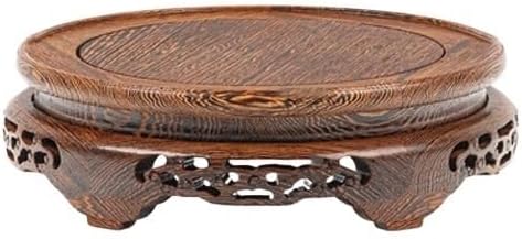 Plant Stand Indoor Round Base Flower Pot Base Strange Stone Bonsai Teapot Buddha Statue Ornaments Solid Wood Bracket Bonsai display stand