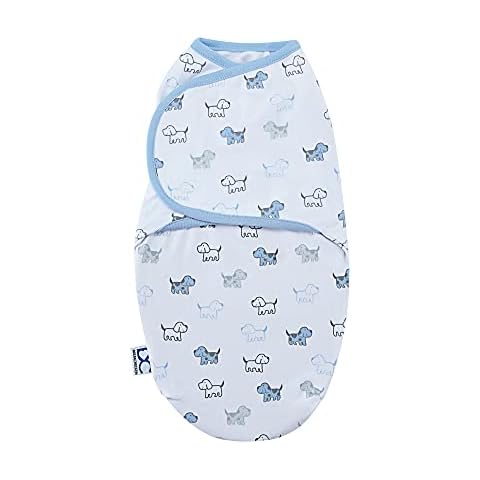 Delta Children Little Lambs Adjustable Swaddle Wrap - 100% Cotton - Size Extra Small, Fits Babies 0-3 Months/4-7 lbs., 1-Pack, Boy, Blue Cover