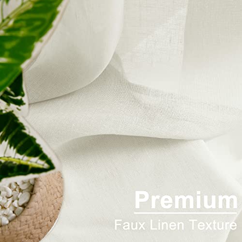 Xwzo Sheer Curtains 96 Inches Long For Bedroom, Rod Pocket Semi Transparent Airy Light Filtering Window Curtains For Living Room, Dining Room With Tiebacks, Ivory, W60 X L96, Set Of 2 Panels #TOP1