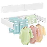 ORIEL FORMS Wall Mounted Laundry Drying Rack, 31.5'' Collapsible Clothes Rack with 5 Rods, Heavy Duty Foldable Space Saving Laundry Drying Rack for Clothing & Towels