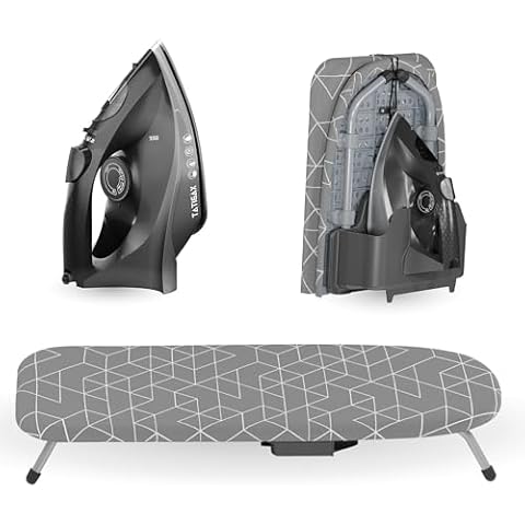 XABITAT Iron and Ironing Board Set | Foldable Table Top Ironing Board W/Steam Iron | Portable Space Saving Combo for Mini Laundry Room | 1500W Steam Iron | Anti Drip | Thermal Protection Technology Cover
