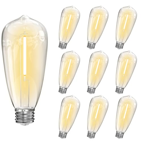 Romasaty 10-Pack LED Light Bulbs,0.6Watt C9/E17 Screw Base ST40 Replacement Clear Plastic Light Bulbs for Outdoor Patio ST40 Str