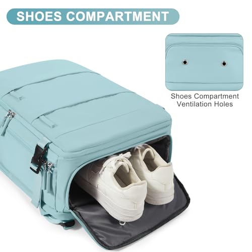 Image of Large Travel Backpack Carry on Flight Approved Mochila De Viaje Carry on Backpack for Airplanes Spirit Airlines Personal Item Bag 18x14x8 Inches Travel Bag Traveling Backpack for Women Men Light Blue
