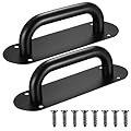 HAOCHEN 2 Pz Maniglia Porta Scorrevole in Acciaio Inox, Maniglione per Porta, Maniglie per Porte Mobili, Maniglie per Armadio, Cancello, Garage - 200 x 65 mm, ovale, nero