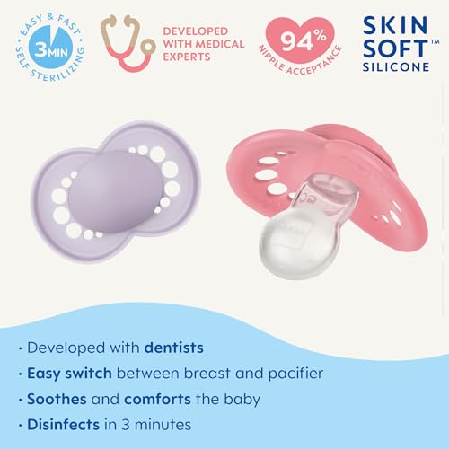 Image of MAM Original Matte Baby Pacifiers, Binky for 16+ Months, BPA-Free Silicone Nipple, Easy to Clean, Developed with Medical Experts, 2 Count Binkies with Sterilizer Case (Pack of 12)