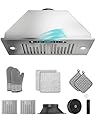 FlyPine 30 inch Stainless Steel Insert Range Hood - 900 CFM, Gesture Control, Ultra-Quiet 4-Speed Vent, LED Lights, Ducted/Ductless Convertible