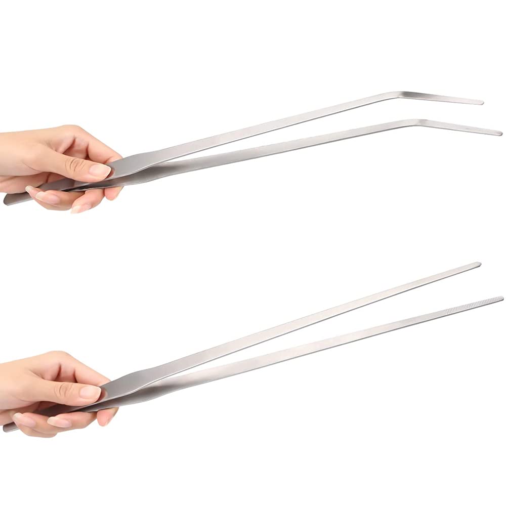 MMOBIEL 2 Pinzette in acciaio inossidabile 27 cm dritte/curve per aquascaping e giardinaggio