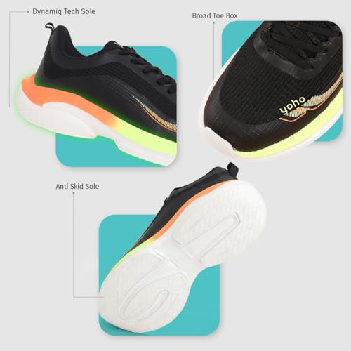 Image of YOHO RushHour Dynamiq Sports Shoes for Men |Cushioned Insole, Stylish, Casual & Sneakers for Gents | Lightweight, Anti-Skid Shoe for Gym, Walking, Running & Everyday Use-1800