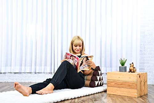 Image of Leewadee Triangle Cushion - Comfortable Backrest for TV or Reading, Incline Pillow for Relaxing Made of Kapok, 20 x 13 x 13 inches, Brown