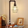 YBING Industrial Desk Lamp, Bulb Included, 3 Way Dimmable Table Lamp with Dual USB Ports & AC Outlet, Edison Touch Control for Bedroom, Study, Living Room, Office