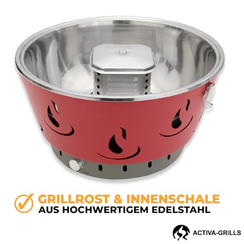 Foto von ACTIVA Camping Grill Airbroil I Premium Mini Grill mobil & kompakt I Leistungsstarker & stilvoller Holzkohlegrill für ein gelungenes Barbecue inkl. Tasche