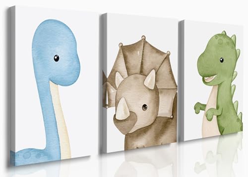 GUBIYU 3 Pieces Dinosaur Wall Art Dinosaur Wall Decor Dino Prints Posters Dinosaur Room Decor for Boys Toddler Room Decor Dinosaur Pictures for Wall Decor Nursery Bedroom Bathroom Decorations 12