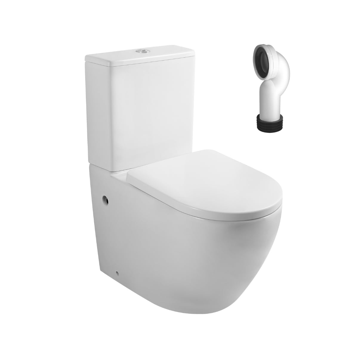 Wc Inodoro Completo Compacto Adosado a Pared Redondo con Sistema Rimless | Wc Completo con Salida Dual y Asiento Amortiguado