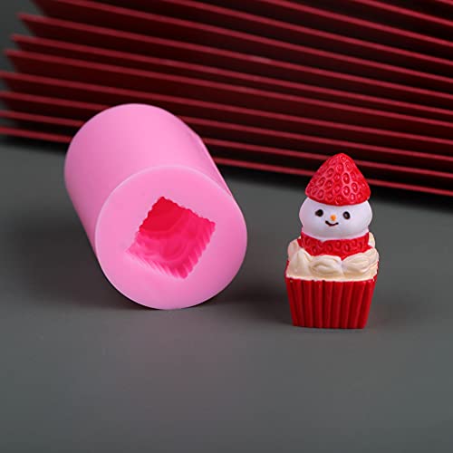 JIUYECAO Weihnachts-Erdbeer-Schneemann-Kerzenform, Erdbeerform, quadratisch, Erdbeerform, Cartoon, Erdbeerkuchen… – Bild 8