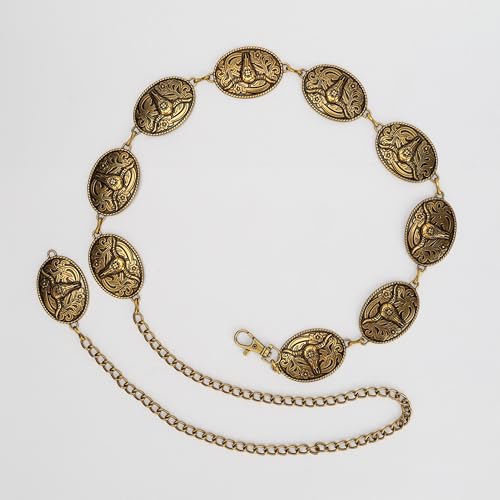 Western Metal Concho Belt for Women Cowgirl Chain Belts for Dresses Jeans Country Concert Outfit Gold belt3